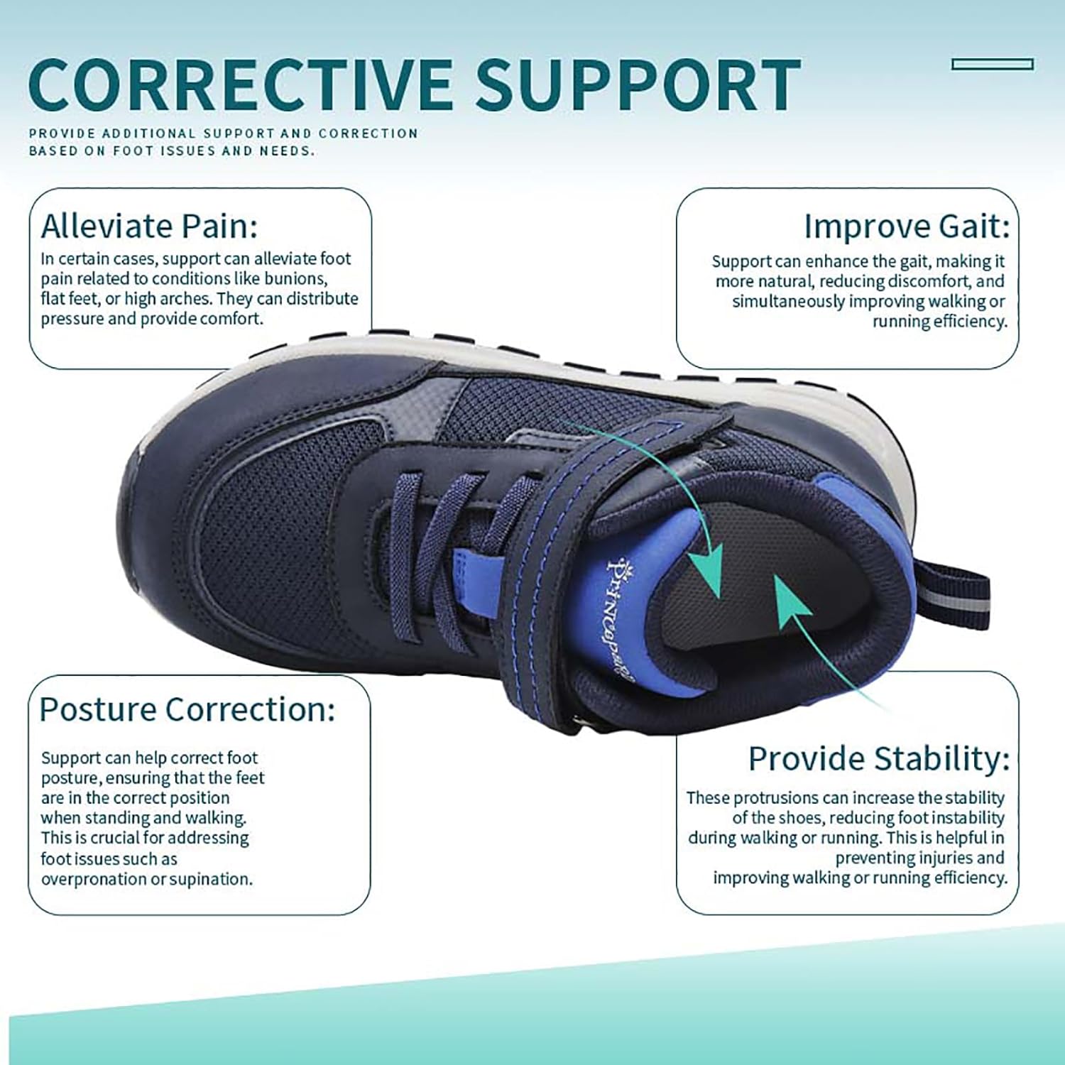 princepard Orthopedic Shoes for Kids and Toddlers with Arch and Ankle Support,Fashion Mesh Breathable Sneakers - Image 5