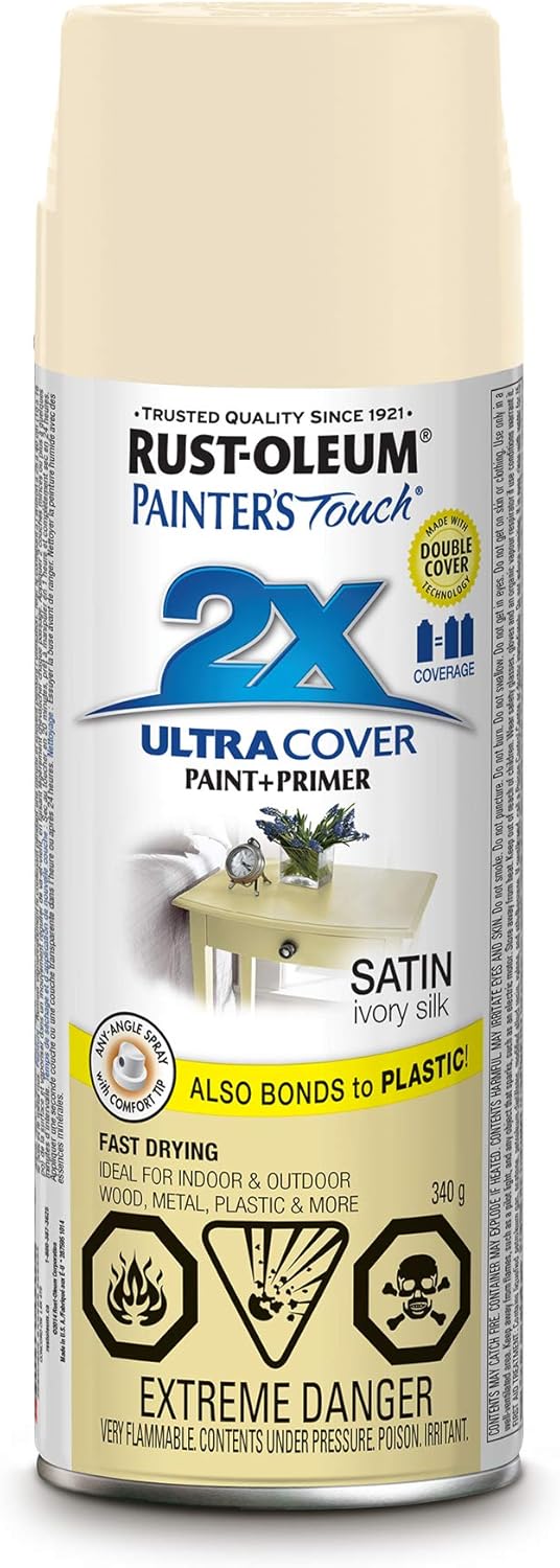 RustOleum 268415 Painter's Touch 2X Satin Ivory Silk 340G, Spray Paint