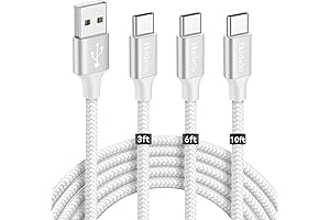 Pack of 3 USB C Cables Fast Charging 10ft