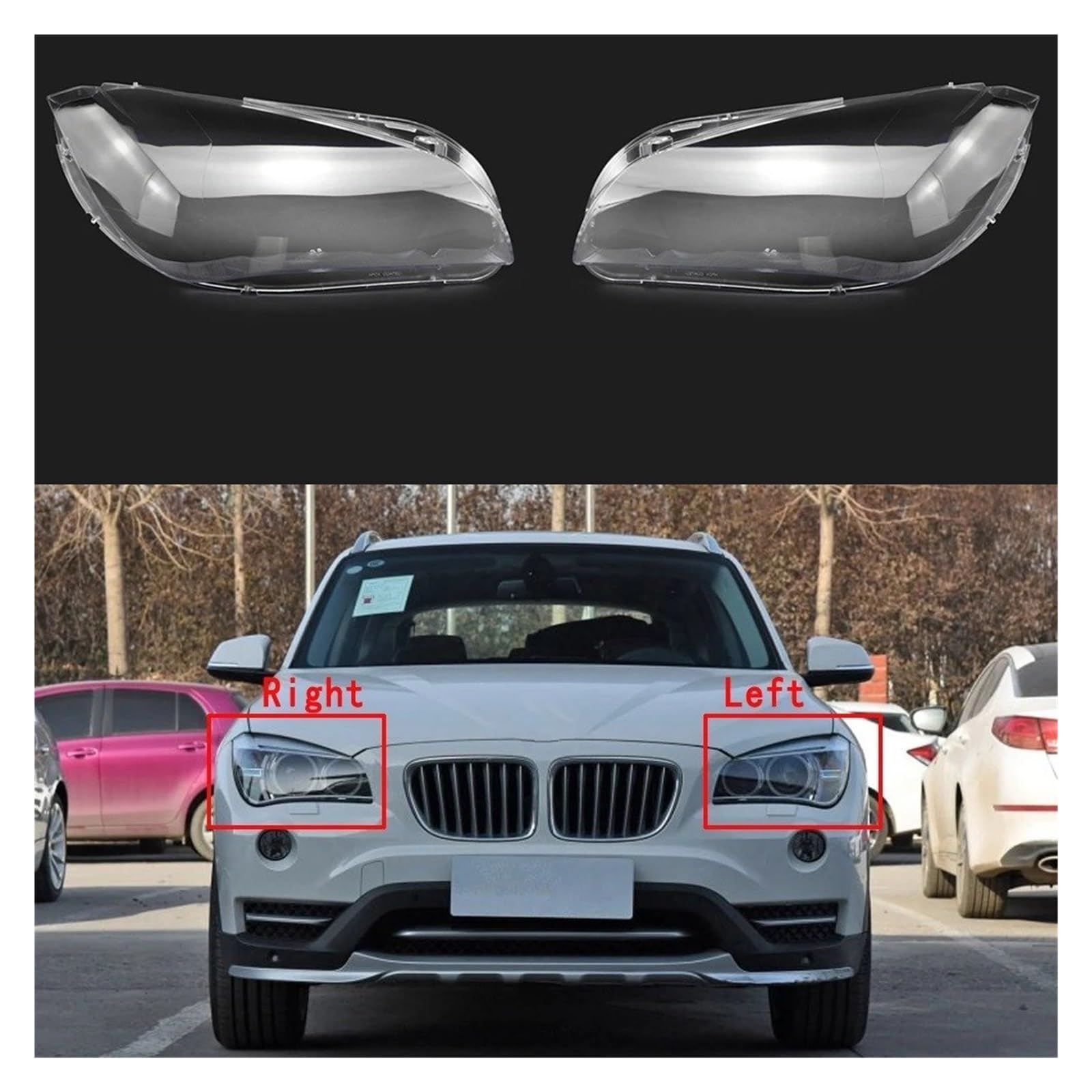 Fari anteriori Lenti Trasparenti Per Fari Auto, Coprifaro In Vetro, Coprilampada Accessori Auto Per BMW Per X1 E84 2010-2015 Fanale(Left and Right)