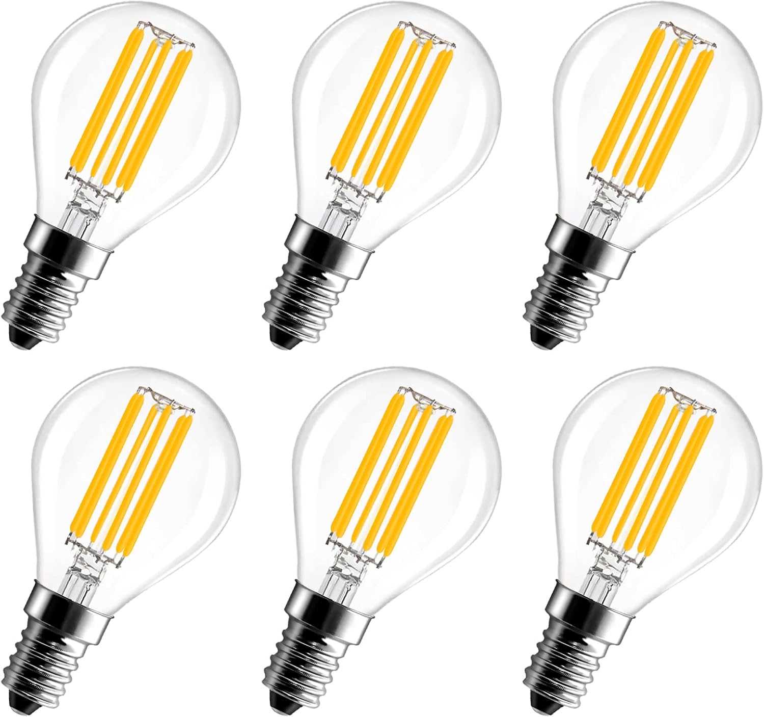 BRIMAX LED Light Bulb E12 Base G45 LED Bulb Dimmable 6W 60W Incandescent Equivalent 110V-130V Chandelier Light Bulbs 2700K Soft White Globe Light Bulbs for Ceiling Fans, Pendant Light, 6Pack
