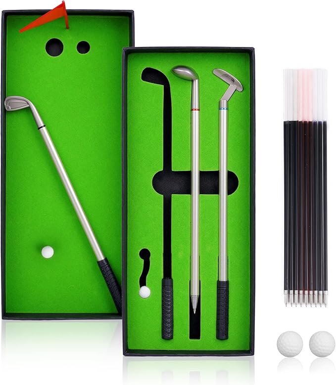 OSDUE Mini Golf Club Putter Ballpoint Pen, Golfers Gift Box Set