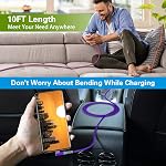 60W/3A C-C Cable【3Pack 10ft】, Canjoy USB C Cable Right Angle Type C Cable Fast Charging Cable Nylon Braided Cord Compatible with MacBook Pro, iPad Air/Pro, Samsung Galaxy S22/S21