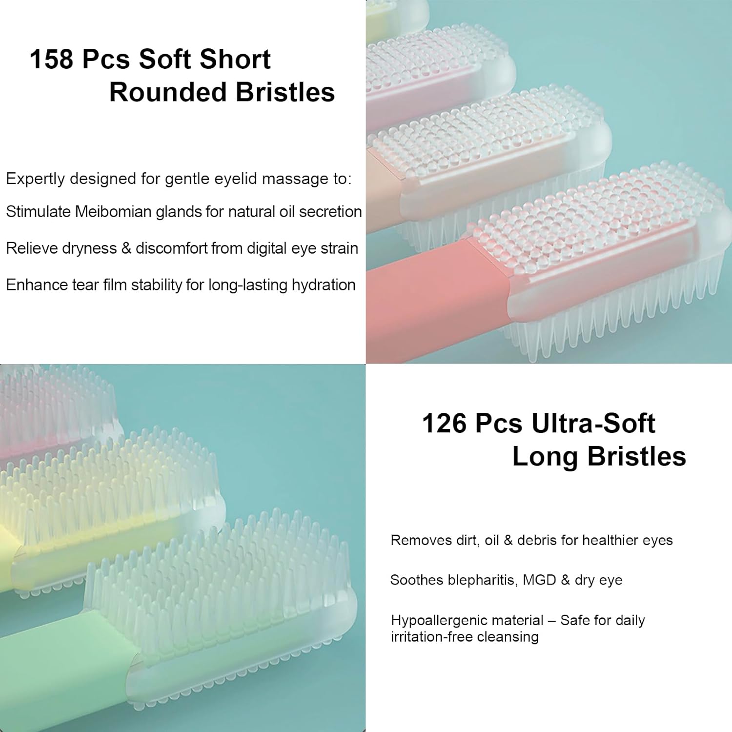 Eyelid Brush with Soft Silicone for Sensitive Eyelids,Gently Deeply Clean Eyelid Margins,Removes Dirt,Oil.Blepharitis,MGD and Dry Eyes Relief,Lid Scrub Device,Eyelid Cleanser Partner (5pcs) - Image 5