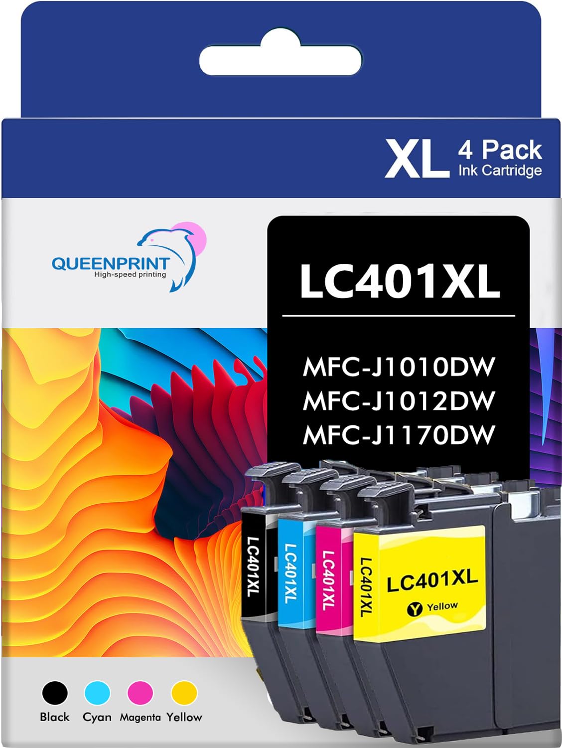 LC401 Ink Cartridges Compatible for Brother LC401 XL BK LC401XL LC 401 LC401BK High Yield to use with Brother MFC-J1010DW MFC-J1012DW MFC-J1170DW (