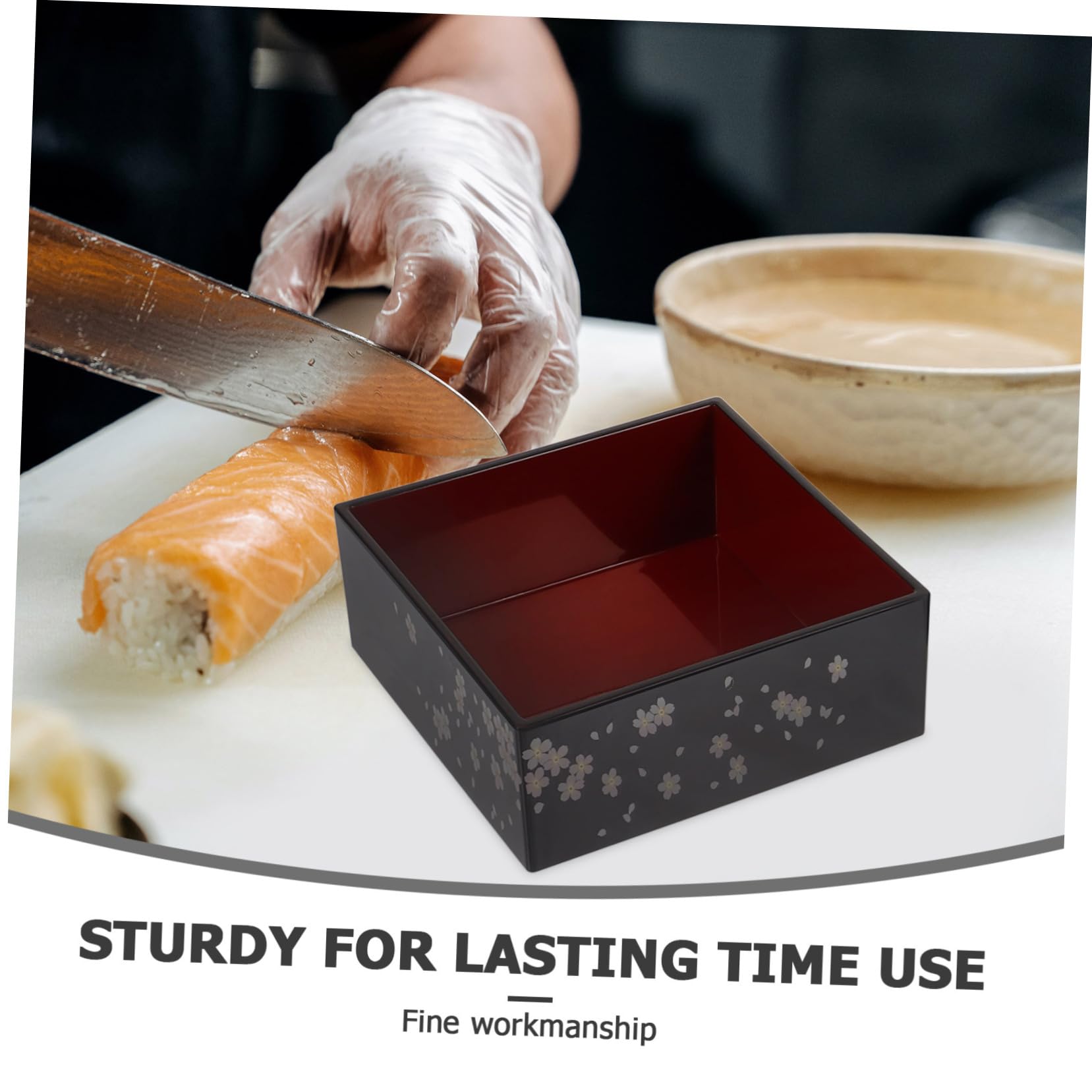 Alipis Scatola Bento Giapponese per Sushi 3 Strati in Plastica Nero, Design Tradizionale Monte Fuji, Multifunzione e Sicura per Uso Quotidiano in Famiglia