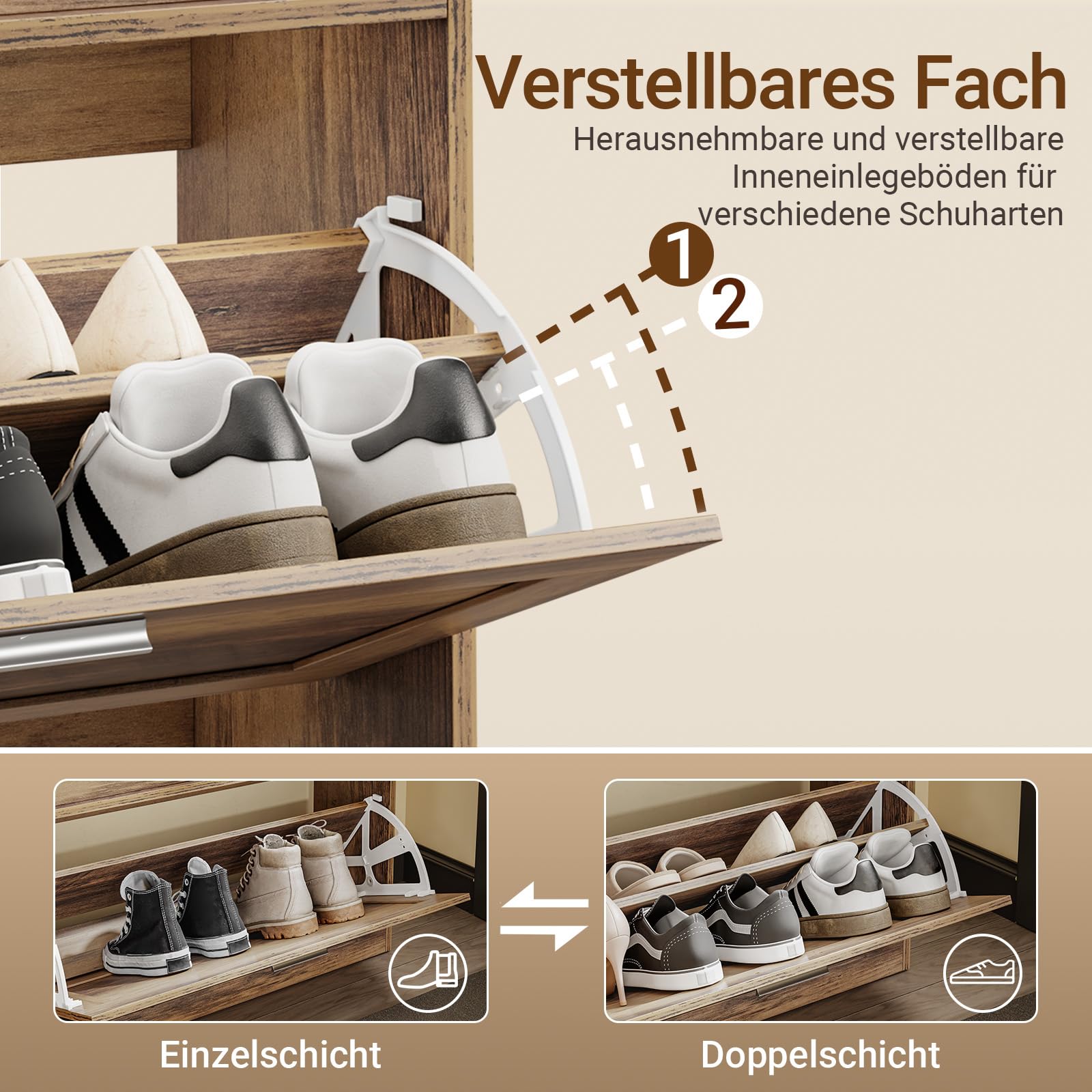 SoBuy Banco Zapatero de Entrada con Asiento - Banco Zapatero con Asiento Extra Estrecho 24 cm para Apartamentos Pequeños y Pasillos, Espacio para 6-8 Pares, Zapatos hasta EU 47 - FSR218-F