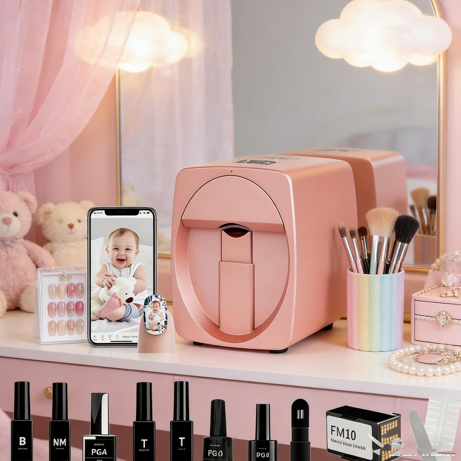 Fully Automatic Nail Printer, Smartphone-Controlled Nail Printer Machine, Portable DIY Nail Art Printing Kit for Home Use & Salon Business, Print Any Photo on Nails in Seconds