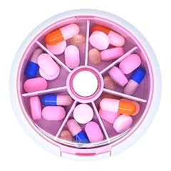Pill Organizer Travel Pill Case for Purse Portable Pill Box Round Weekiy Pill Container for Vitamin Fish Oil