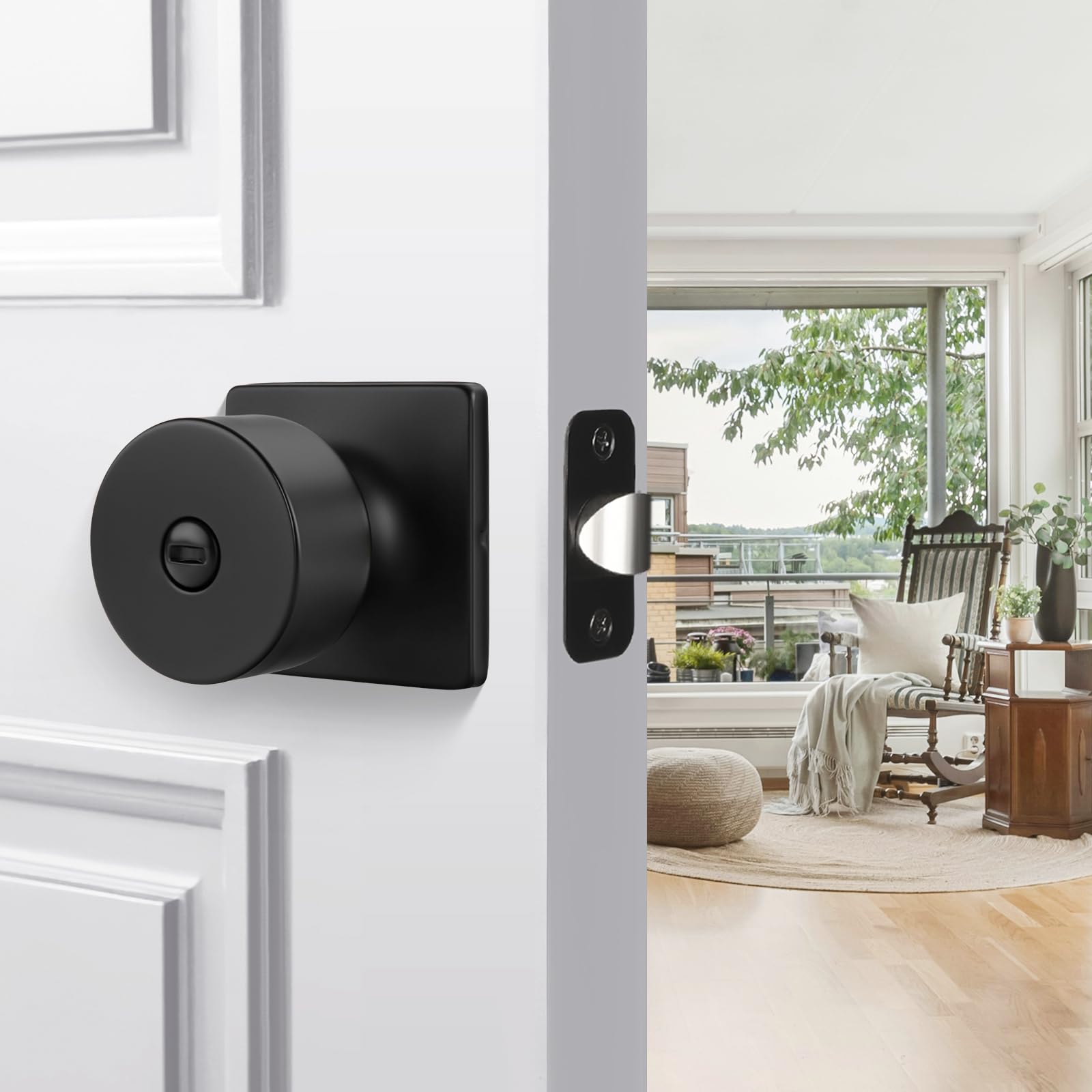 Goldenwarm Matte Black Door Knobs - 6 Pack -2