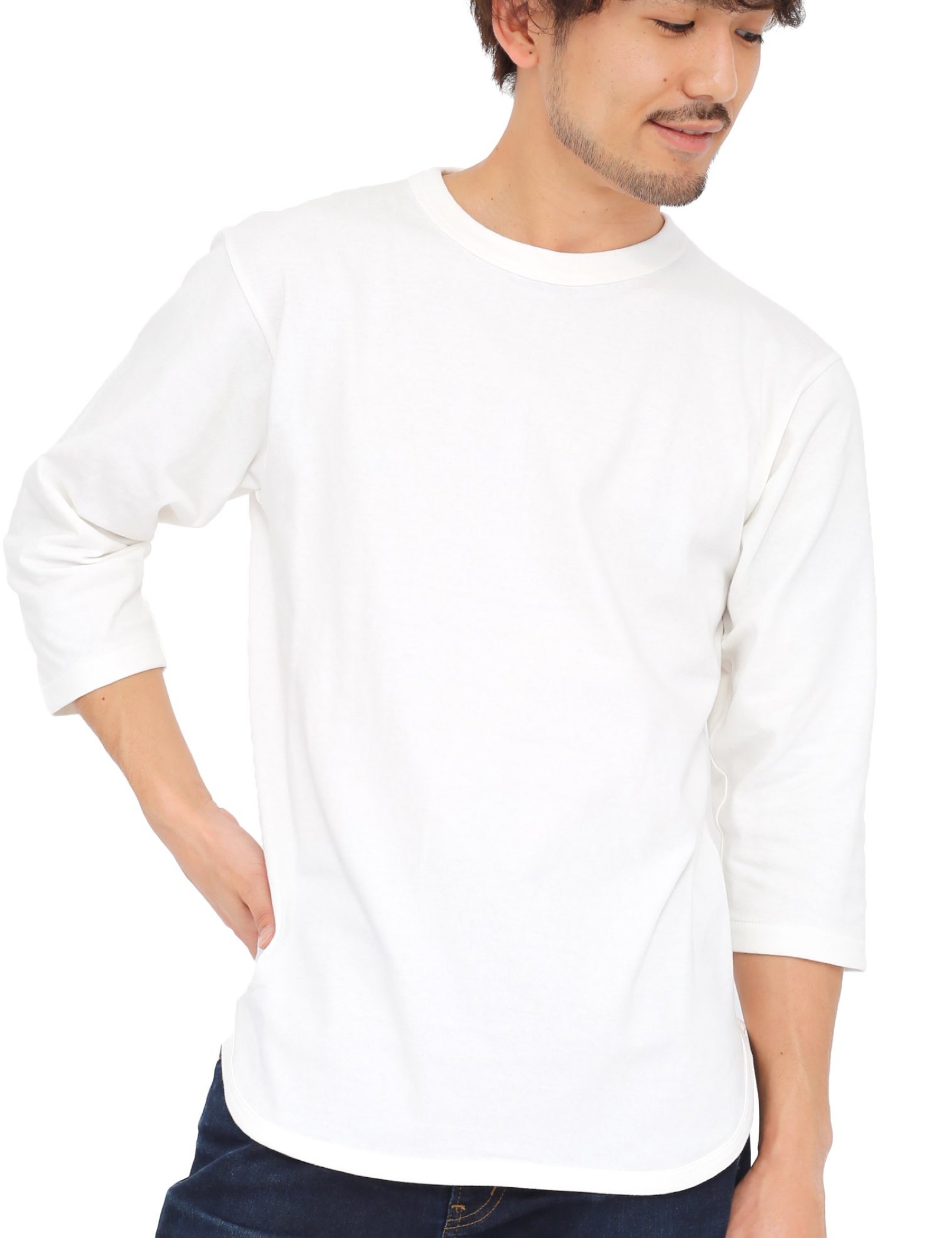 [ティーシャツドットエスティー] Tシャツ 無地 七分袖 ベースボールTシャツ 6.2oz メンズ(S M L XL XXL(2XL))