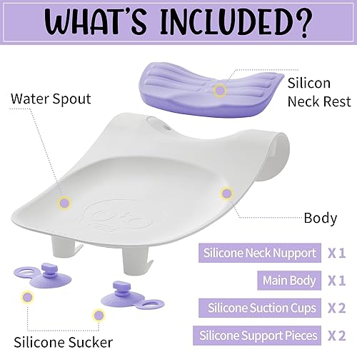 Miniatura 4 de Toyture - Cuenco de champú para niños, bebés y adultos, lavabo portátil para lavar el cabello, soporte para el cuello, champú sin lágrimas para