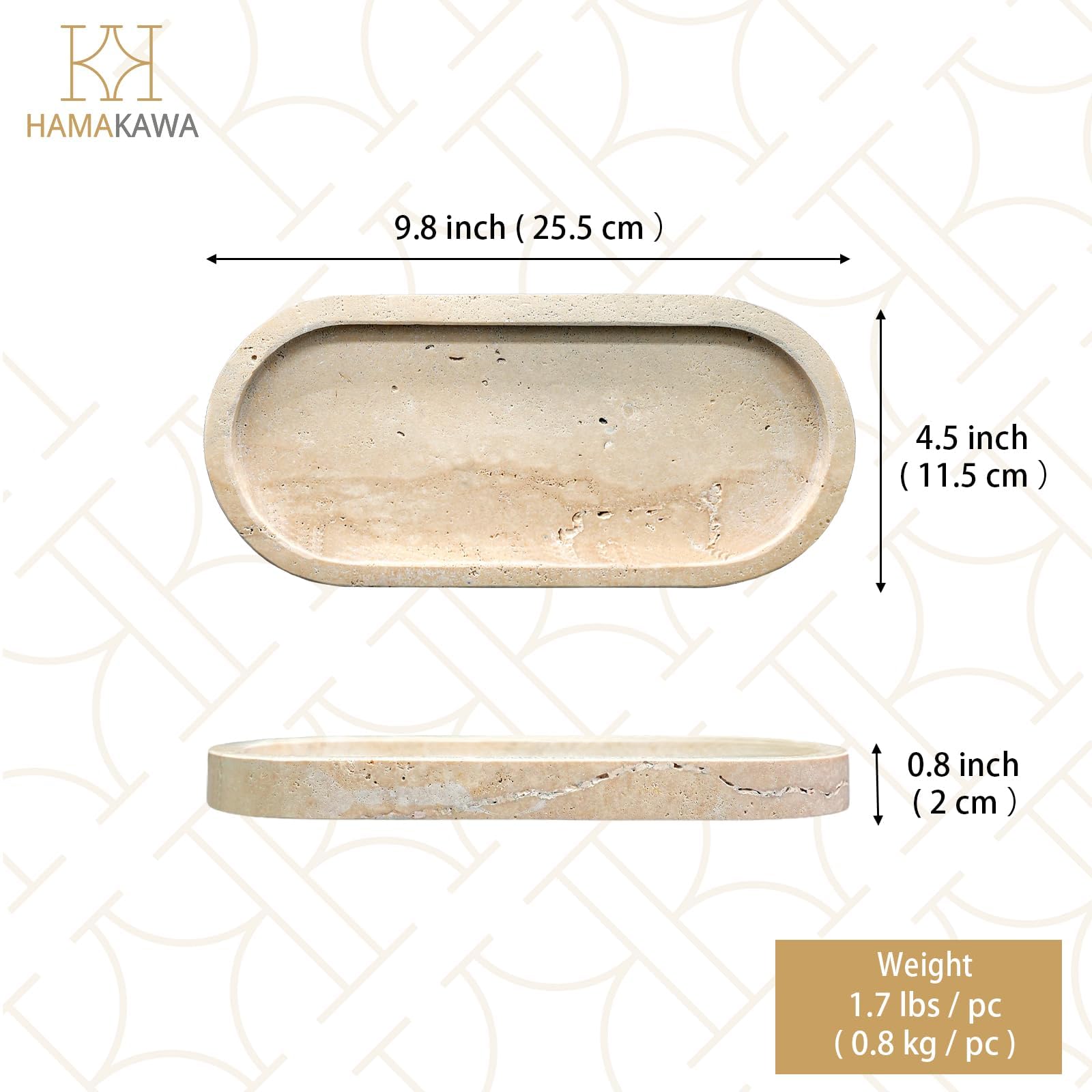 Plateau Decoratif Ovale, Plateau Marbre Naturel 25 cm, Beige Plateaux Salle de Bain, Plateaux Parfum Modernes Travertin, Rangement Comptoir pour Bijoux, Cosmétiques, Bougie