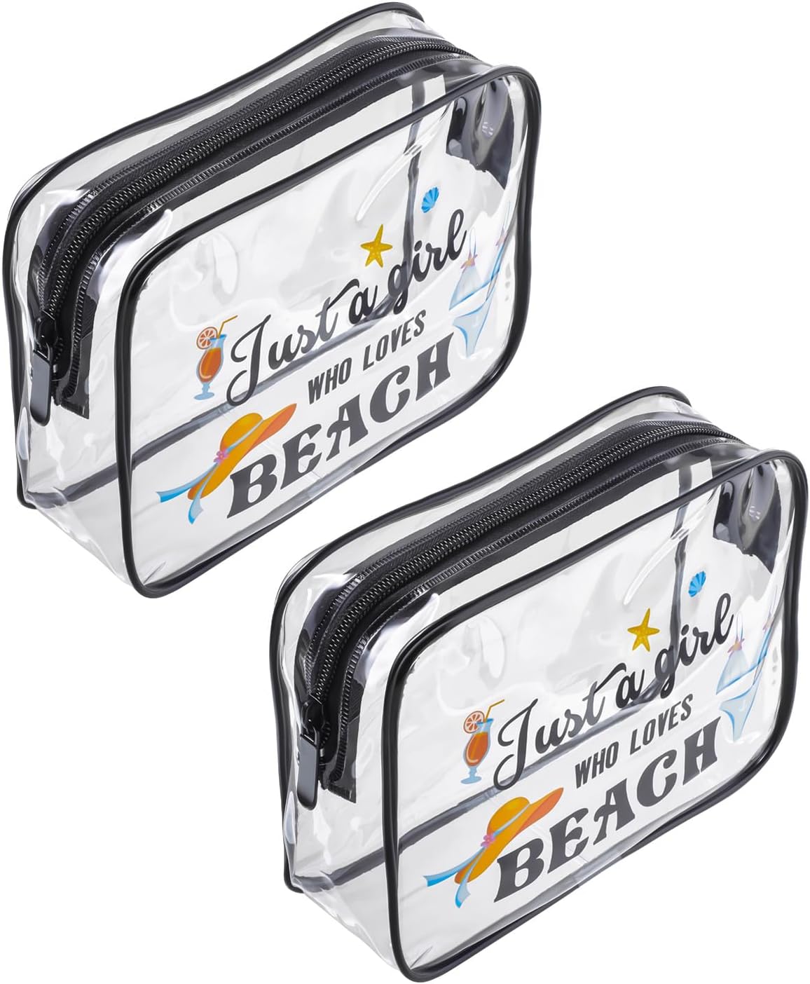 2pcs Clear PVC Toiletry Bag Transparent Waterproof Cosmetic