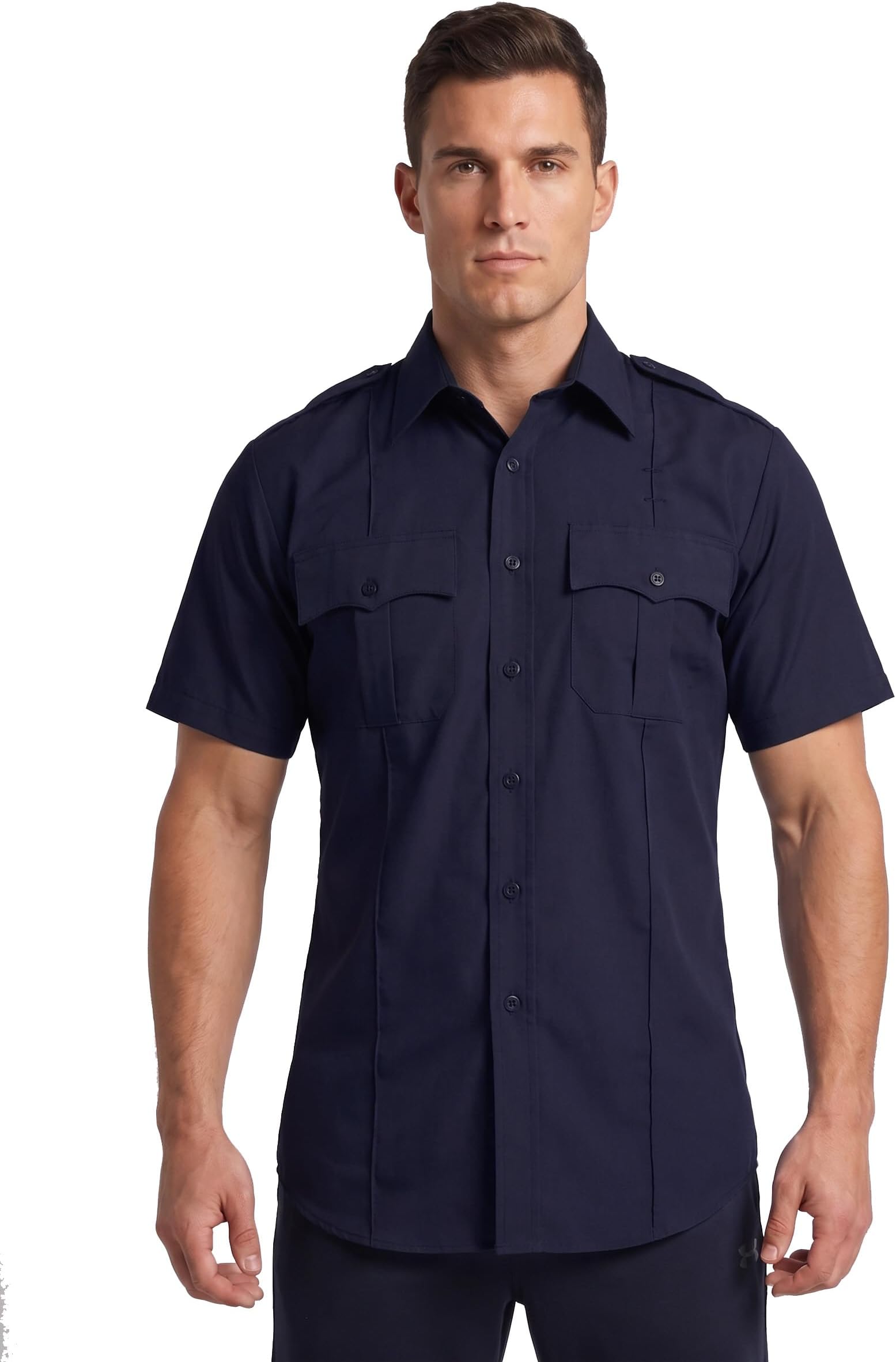 First Class 100% Polyester Short Sleeve Men's Uniform Shirt White