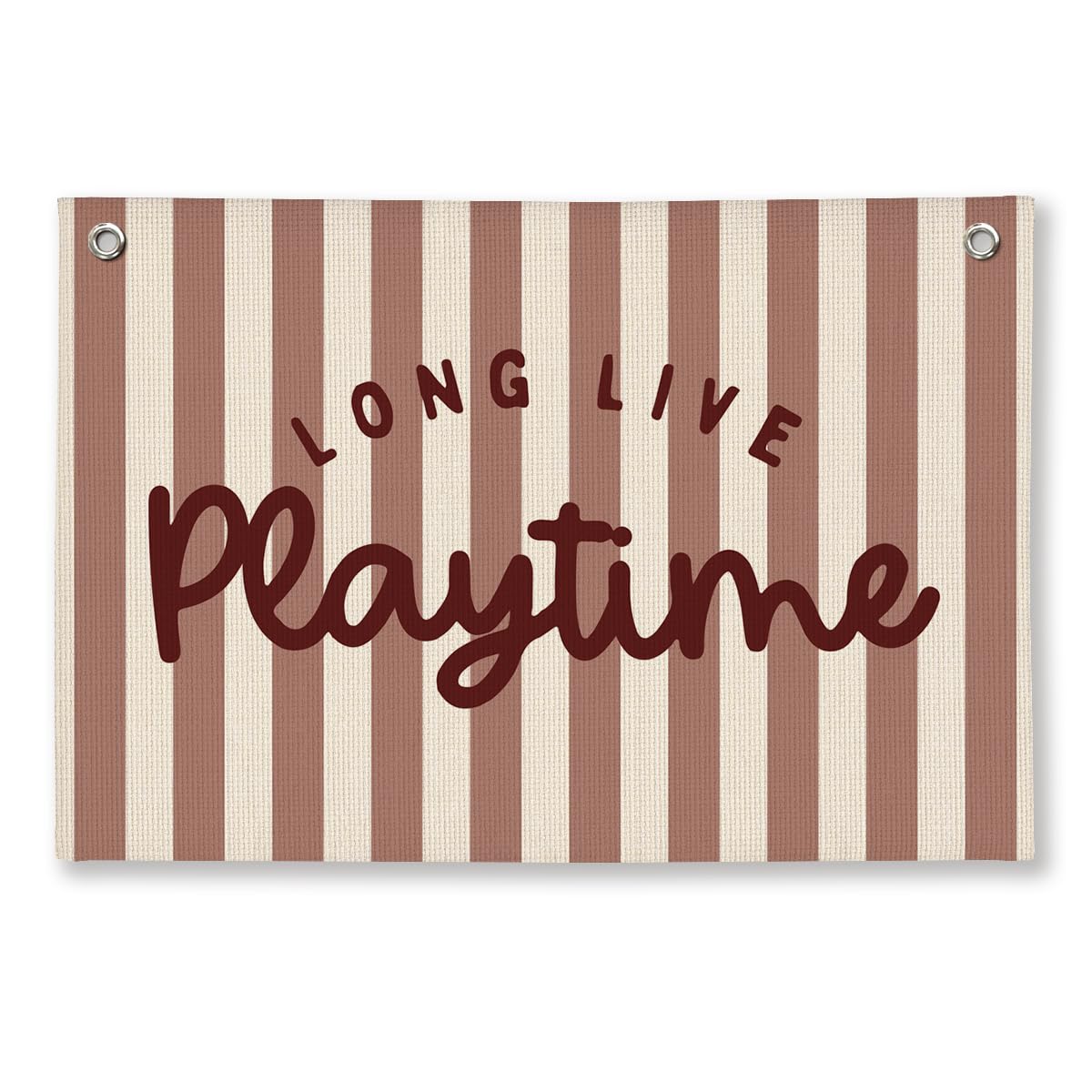 Playroom Decor, Long Live Playtime Wall Hanging Linen Banner, Blue Striped Wall Flag for Kids Room Nursery Playroom Decor, 20x30 Inch-Red