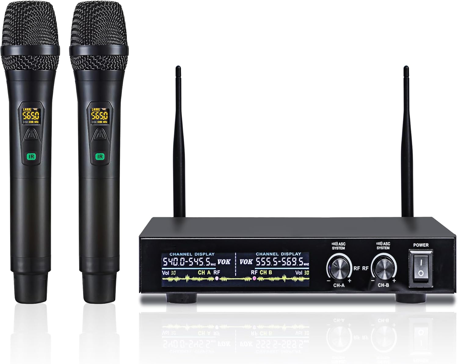 UR-2H Wireless Microphone System Dynamic Handheld Microphones,150 Ft Operating Range,Fixed Frequency, Use for Karaoke Singing, Family Party,Church