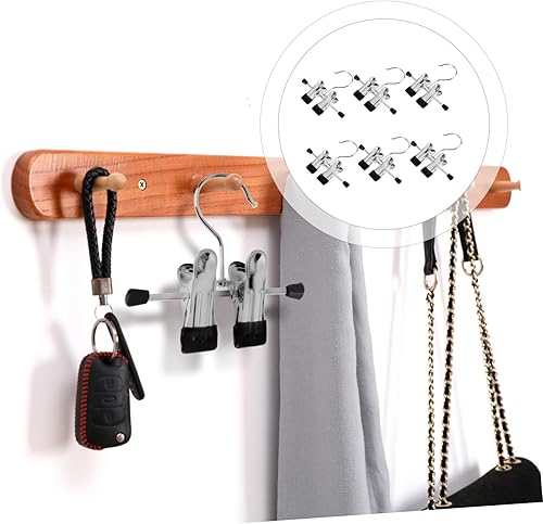 Miniatura 8 de BUGUUYO 6 perchas de acero inoxidable para pantalones para colgar pantalones perchas de secado para pantalones perchas con clips de un solo clip