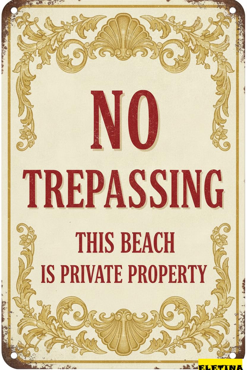 Personalized Sign for Man Cave No Trespassing This Beach Is Private Property Wall Decor Metal Warning Metal Wall Functional Directivity Symbol Aluminum Art S Yard Road Street Gate 8x12in Decorative