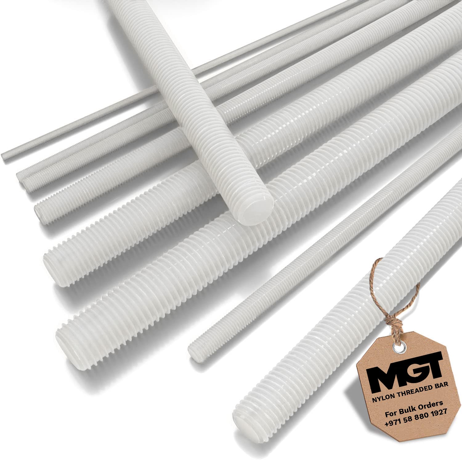 Nylon Threaded Bar/Threaded Rod - 1m Length, An Excellent choice for use in the Chemical Industries, Oil Refineries, Food Processing, Marine Applications, etc (6mm Dia - 1m Length)