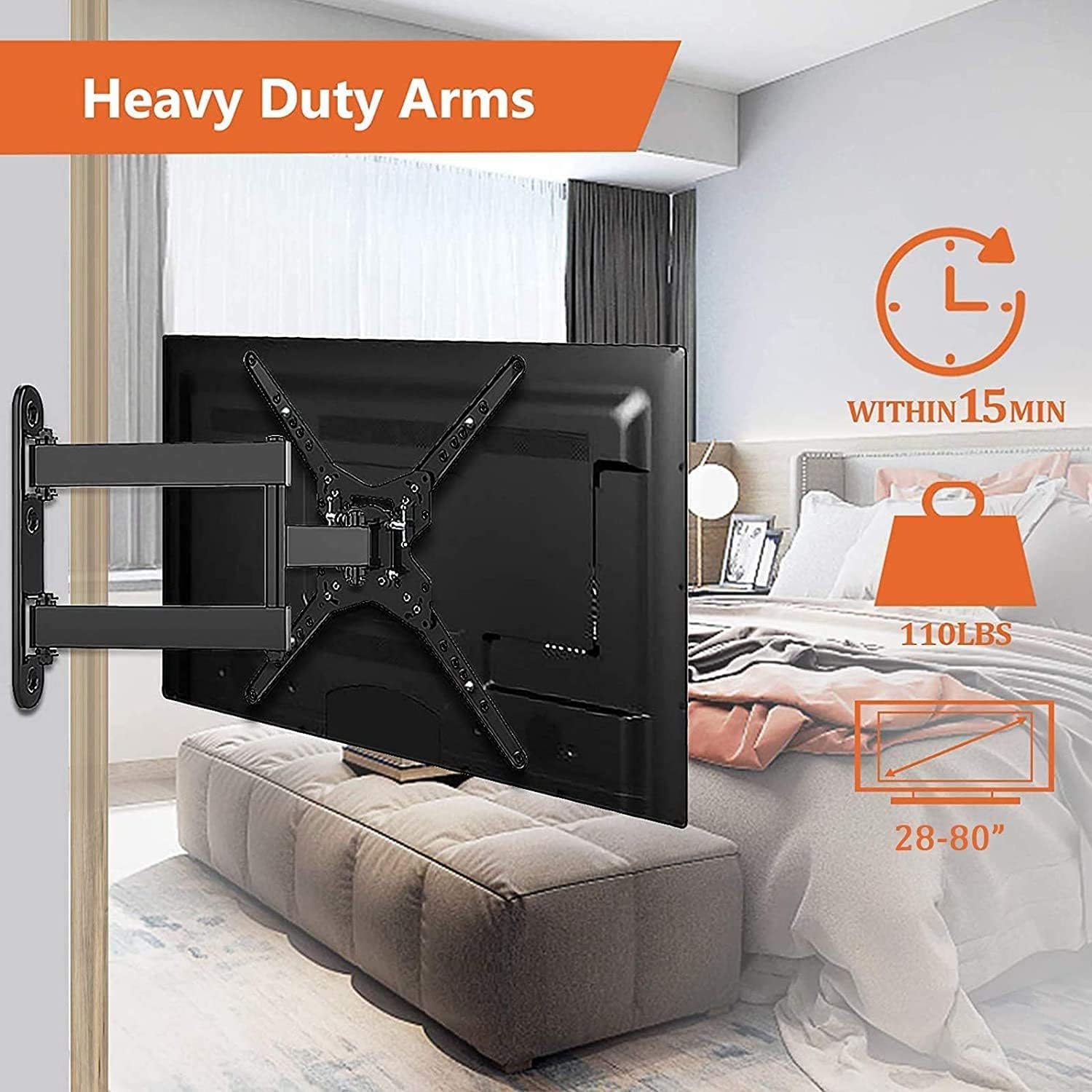 Up To 40% OFF KDG TV Wall Mount for Most 28-65 Inch TVs, Full Motion TV Bracket with Articulating Arms Perfect Center Design TV Mounts Wall VESA 400x400mm Max Load 77 lbs, Single Stud (28-65)