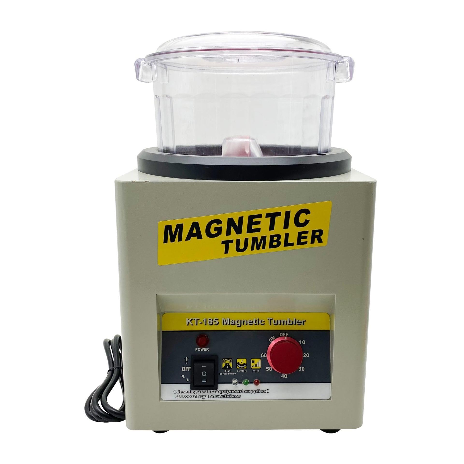 CVFRDD Gemstone Grinding Machine, KT185 Electric Magnetic Tumbler Polishing Machine Jewelry Deburring Cleaning Tool For And Finishing for Gem Cutting