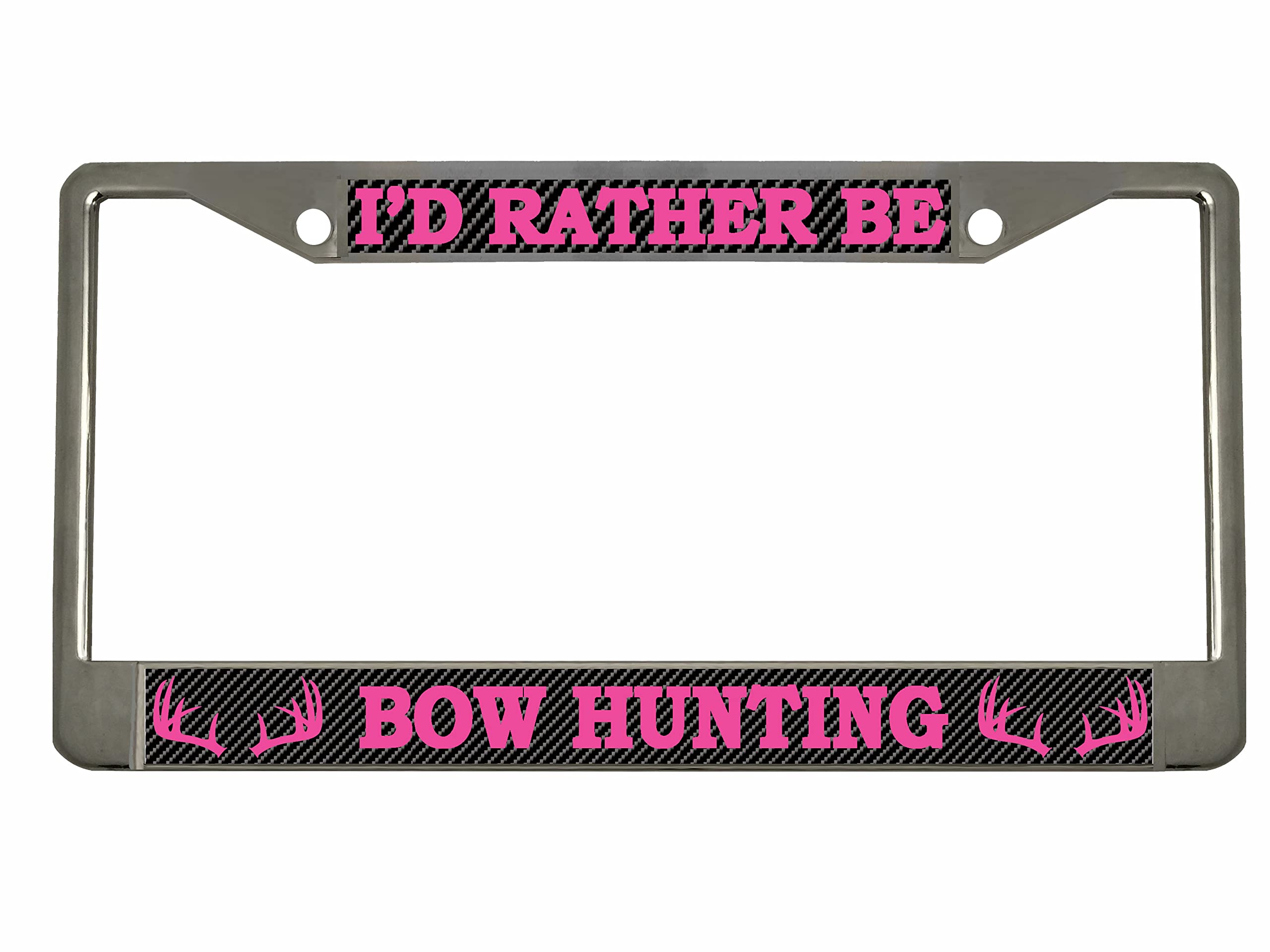 "I'd Rather Be Bow Hunting" License Plate Frame - Humorous Car Accessory