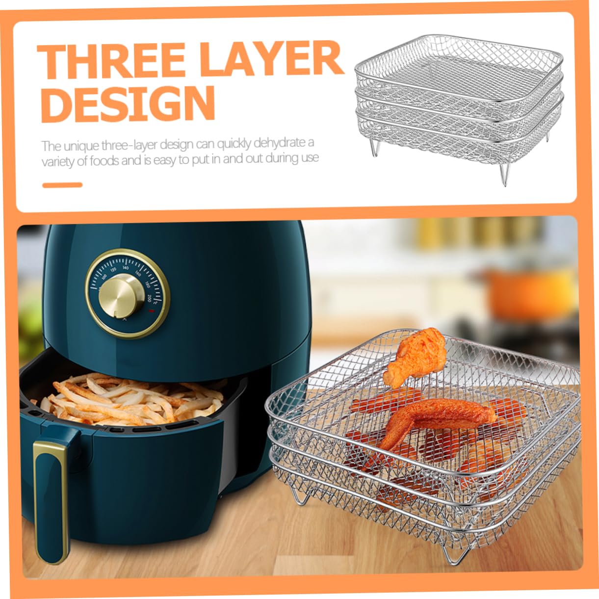 Healeved 3 Pezzi Accessori Per Friggitrice Ad Aria in Acciaio Resistenti Per Barbecue, Forno e Essiccazione Della Carne