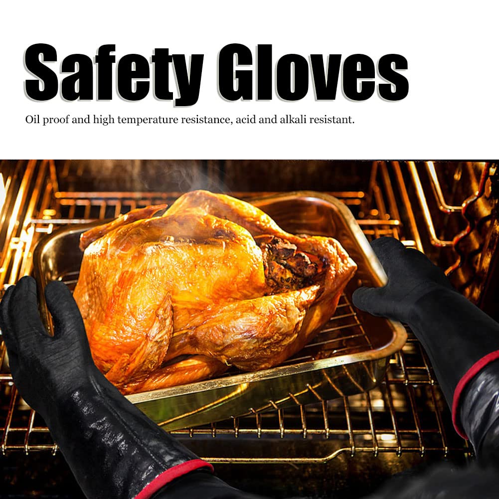Guanti in neoprene resistenti al calore da 18 pollici - Guanti di sicurezza ignifughi e resistenti all'olio per manutenzione e pulizia industriale - Resistenti agli acidi e agli