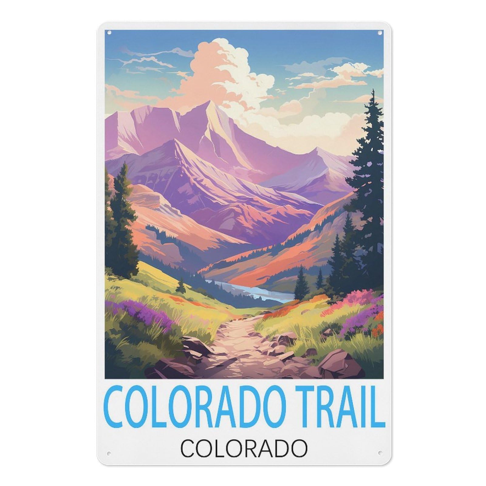 Colorado Trail Colorado Retro Design Tin Paintings Vintage Tin Sign 08x12inch(20x30cm) Wall Art for Home Office Bedroom Living Room Cafes Wall Decor