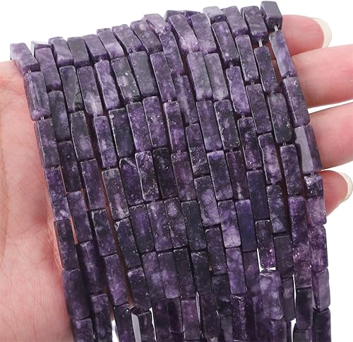 Miniatura 5 de BEADIA - Cuentas de tubo de amatista oscura natural rectangular de 4x13mm, cuentas de piedra de 40cmhebra para hacer joyas