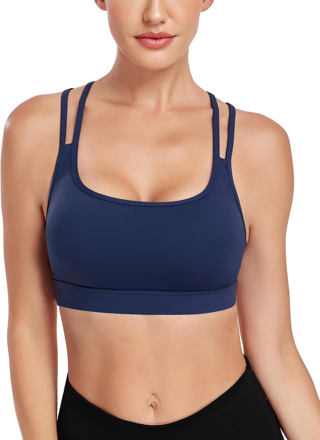 QUOJIZY Supportive Sports Bras for Women Strappy Workout Top with Built-in Bra Thin Straps Y Back Crop Tank Top - Image 2