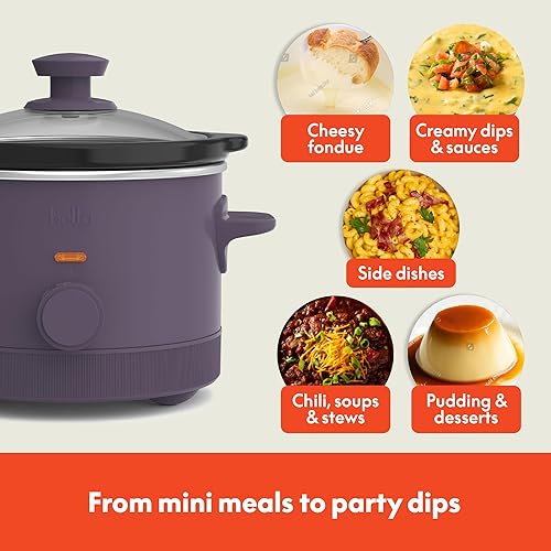 Miniatura 6 de bella Olla de cocción lenta de 1.5 cuartos de galón con 3 controles manuales de calor, revestimiento antiadherente de cerámica, olla de cerámica