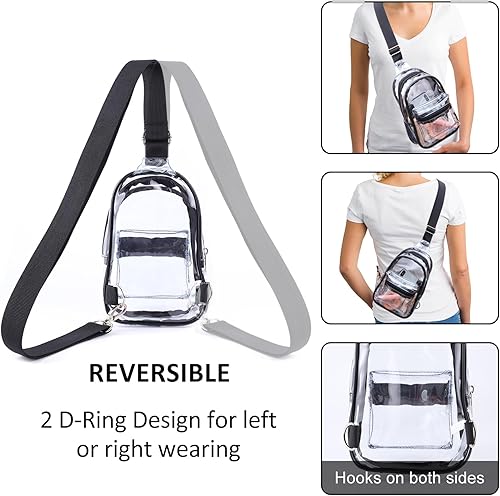 Miniatura 4 de Pequeña bolsa transparente para mujer, cangurera aprobada para estadios, bolsas cruzadas transparentes para conciertos, festivales, viajes,