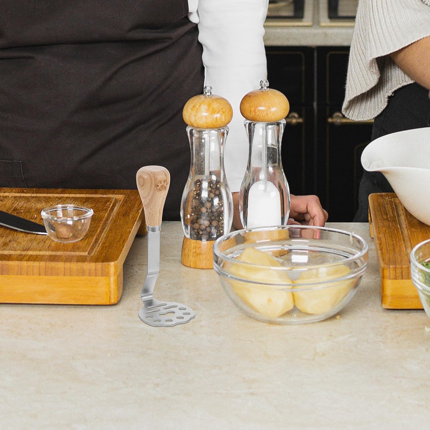 BETOOKY Stainless Steel Potato Masher Fruit Smasher Kitchen Tool Manual Handheld Masher for Potatoes Avocados Vegetables for Home Cooking
