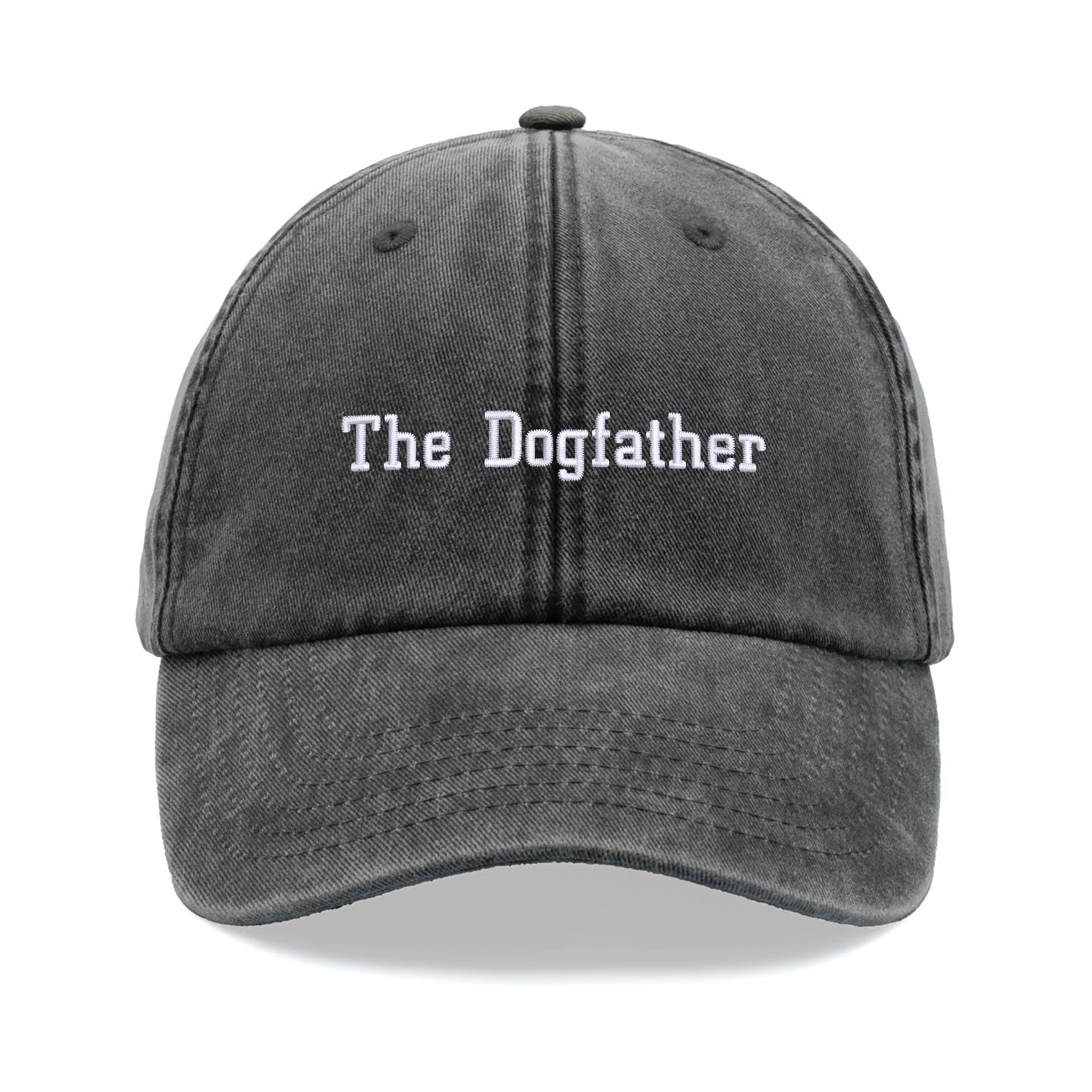 The Dogfather Baseball Cap Vintage Washed Unisex Dad Hat Adjustable Dog Black