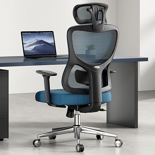 Miniatura 2 de Ergonomic Office Chair Mesh Computer Chair with Adjustable Lumbar Support Headrest 350lb Capacity 3D Armrests Navy Blue Swivel Computer Chair Sponge