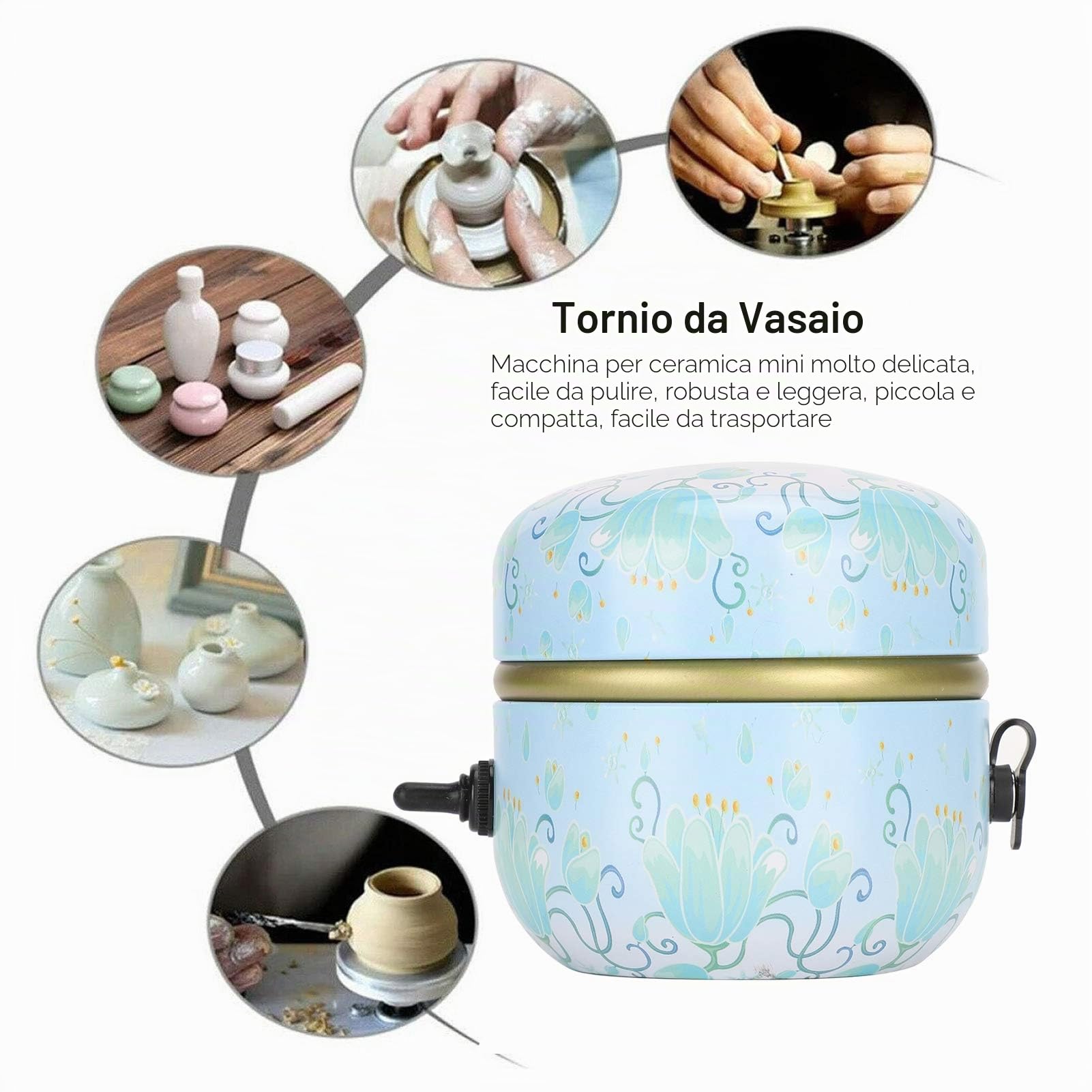 Pottery Wheel Machine Mini Macchina per la Formatura di Ceramiche Ruota in Ceramica Elettrica Attrezzatura Artigianale in Ceramica Artigianale Fai-da-te per Bambini/Principianti/Professionisti(io)