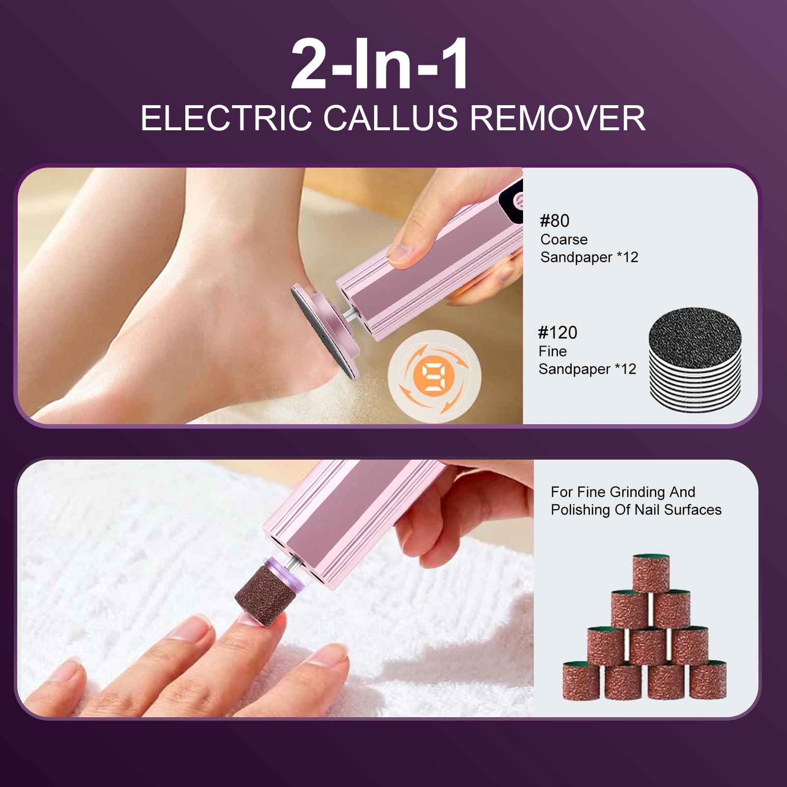 Pedicure Elettrico Professionale Pied, 1 Pezzo Raspa Piedi Professionale Elettrico con 9 velocità, Lima per Piedi E Talloni, Rimuovi Calli Piedi Fresa Lima Talloni Cura Pulizia Calli