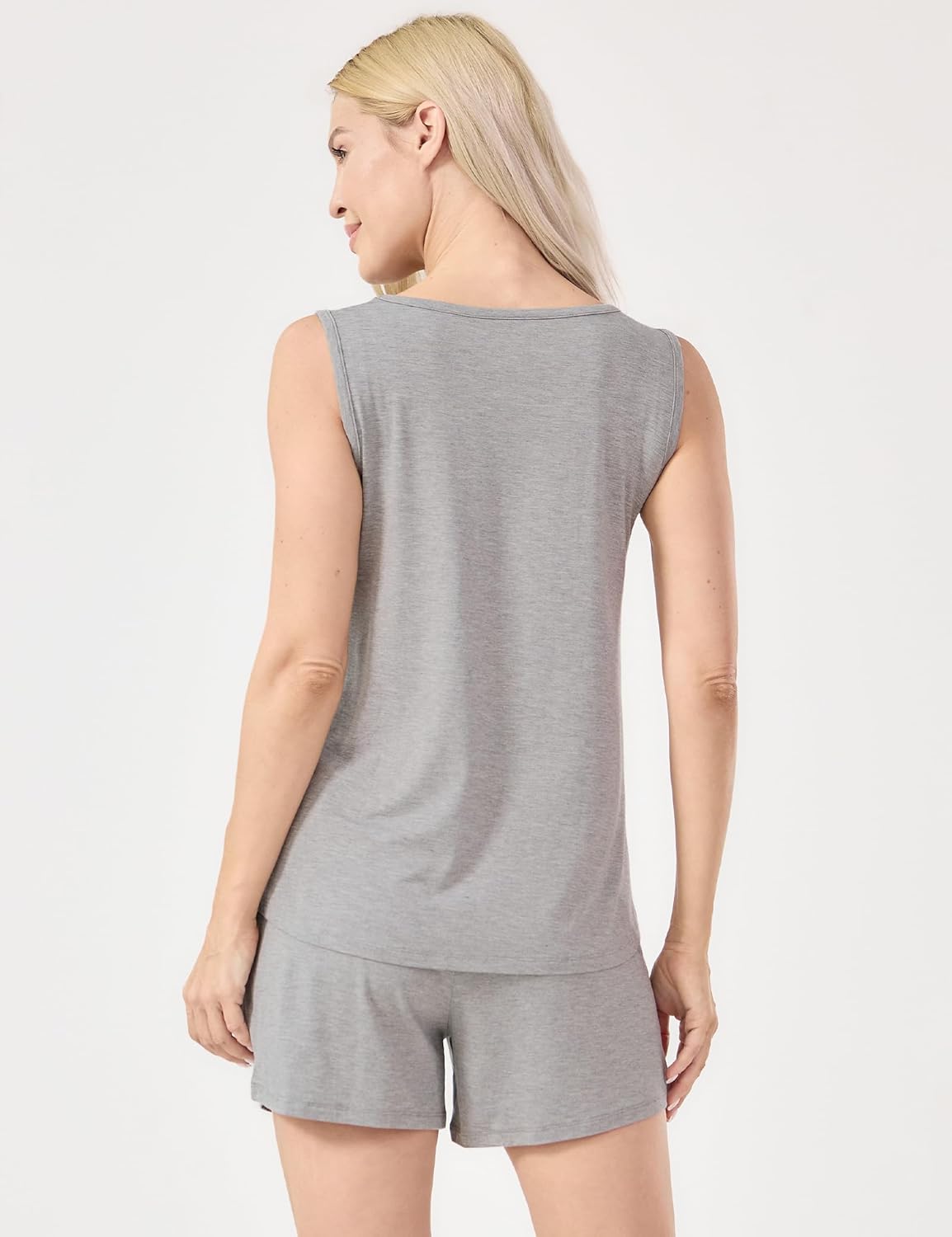 GYS Women's Bamboo Viscose Pajamas Set - Sleeveless Tank Top and Sleep Shorts Summer Pjs Lightweight Cooling Sleepwear - Image 2