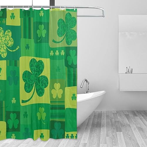 Miniatura 3 de Cortina de ducha de plástico de trébol, 72 x 72 pulgadas, cortinas de ducha extralargas para baño, juego de liquidación con ganchos, cortinas de