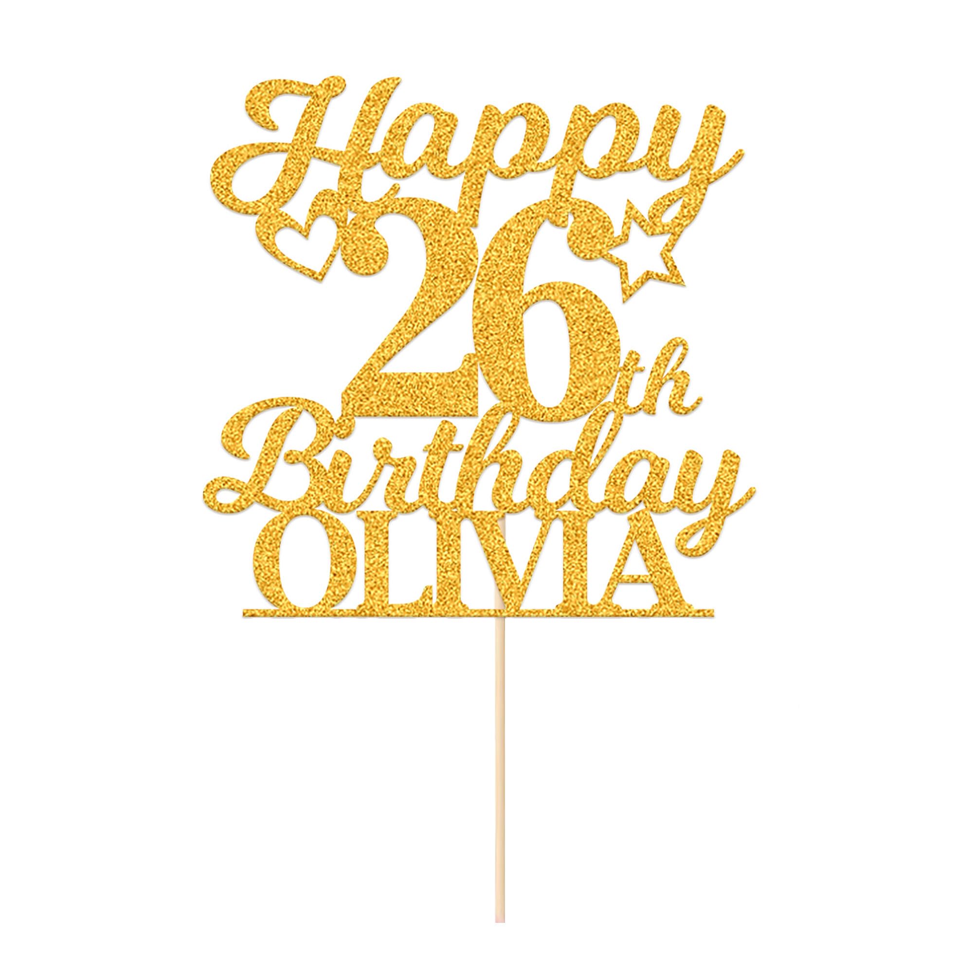 Personalized Happy Birthday Cake Toppers Birthday Cake Topper Gifts for Women Men Custom Glitter Cake Toppers with Any Name & Age for 18th 21st 30th 40th 50th 60th Cake Decorations (Gold)