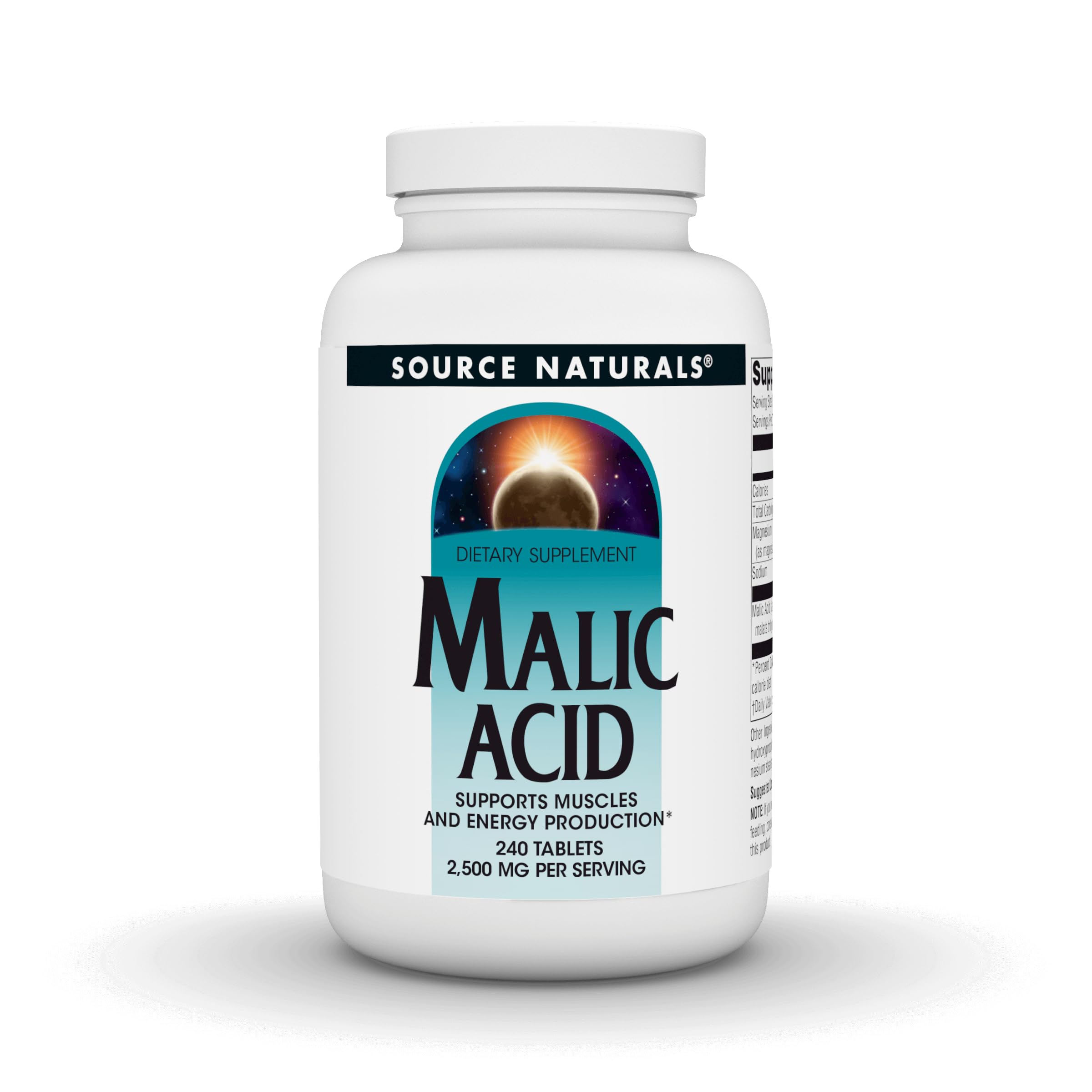 Source Naturals, Malic Acid - 2,500 mg - 240 Tablets 240 Count (Pack of 1)
