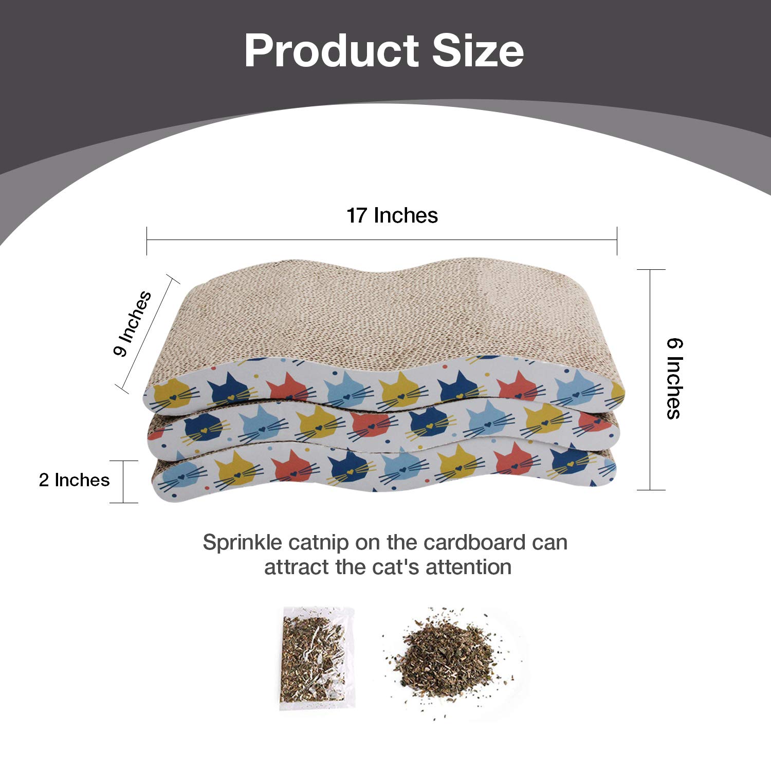 Pet Rascador para Gatos de cartón, Almohadilla para rascar Gatos, rascador Corrugado, para Gatos, salón o sofá Cama (Forma Ondulada, Almohadilla para rascar Gatos) con Hierba gatera