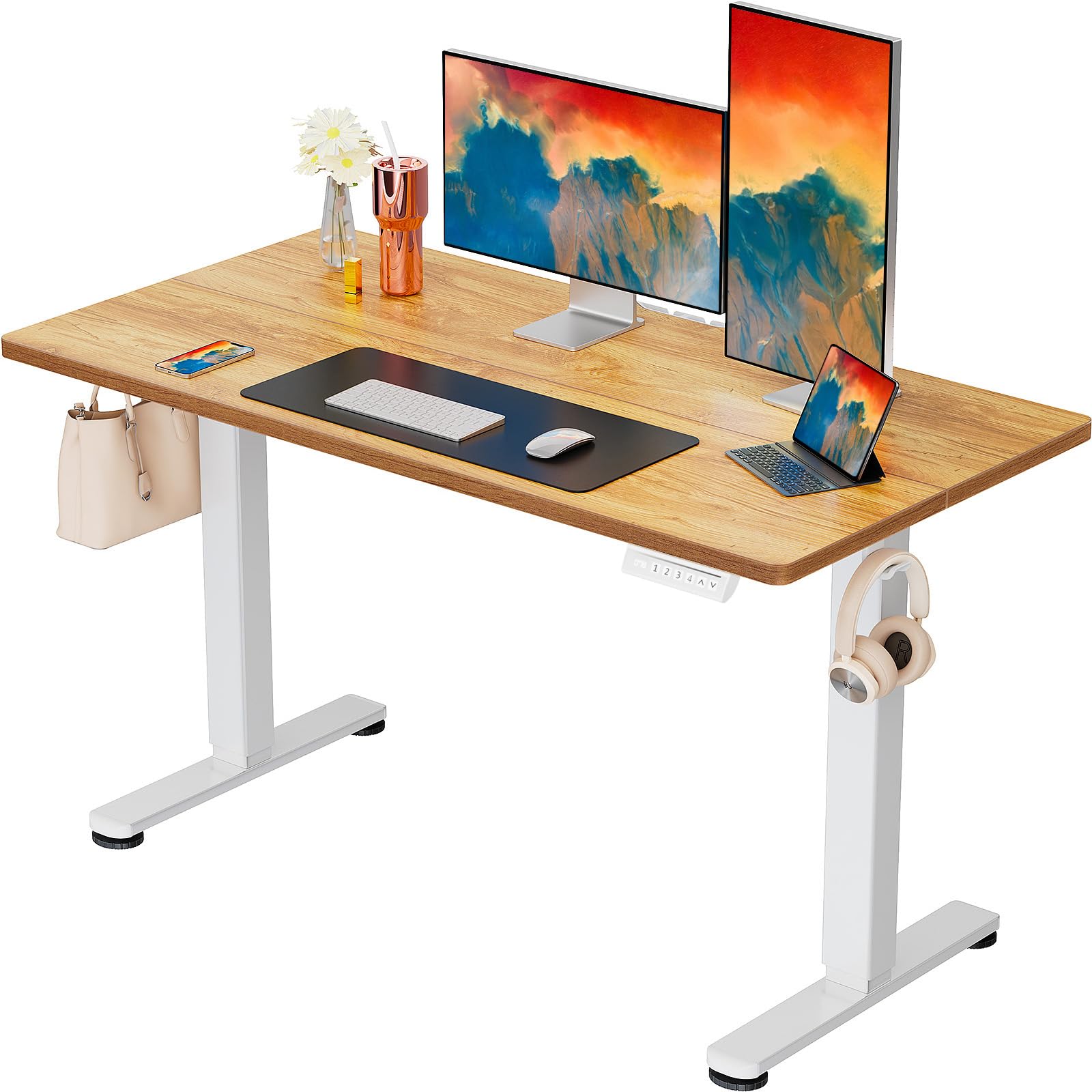 ErGear Electric Standing Desk 48 x 24 Light Vintage Brown