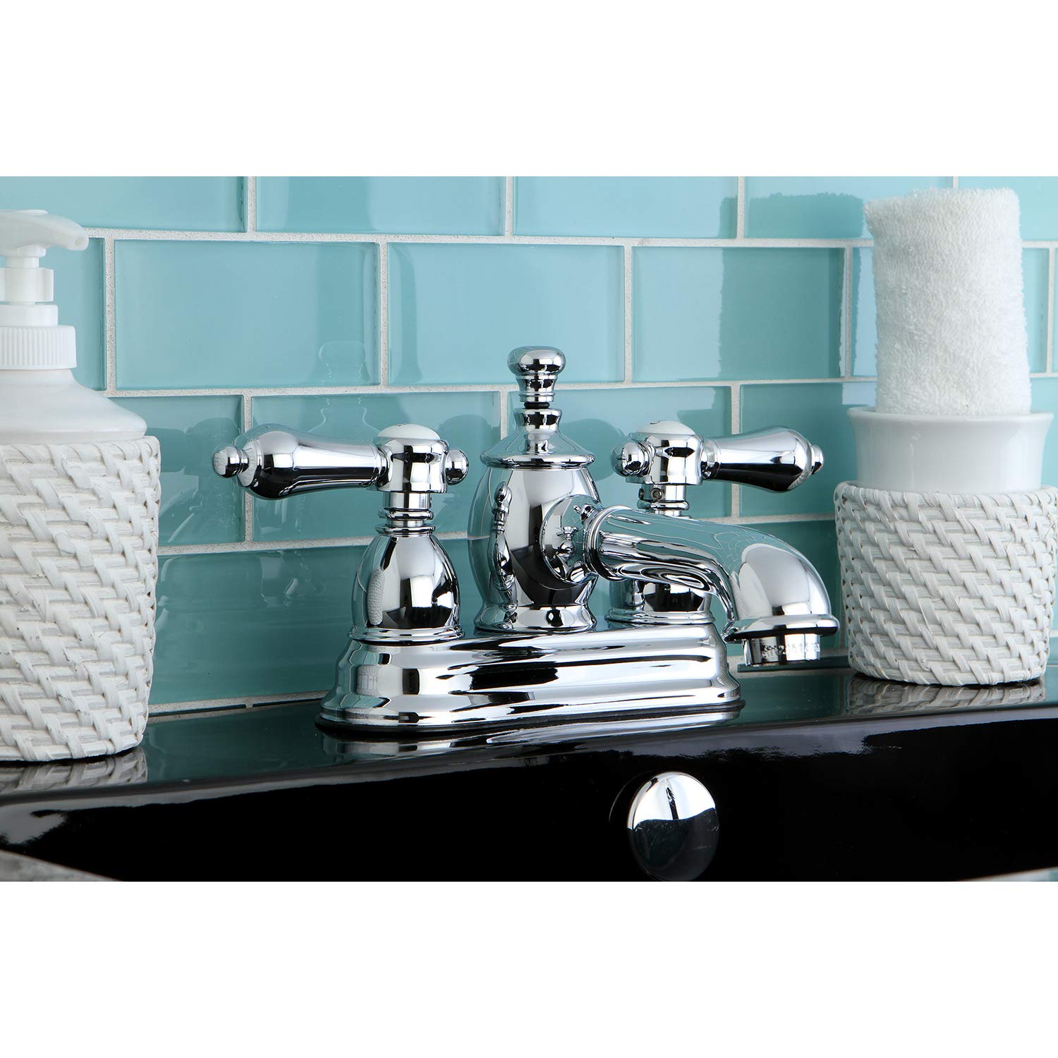 Kingston Brass KS7001BAL Llave de Grifo de baño de 10,16 cm con válvula Clic-clac de latón, Cromo Pulido, 4-1/2 inch in Spout Reach