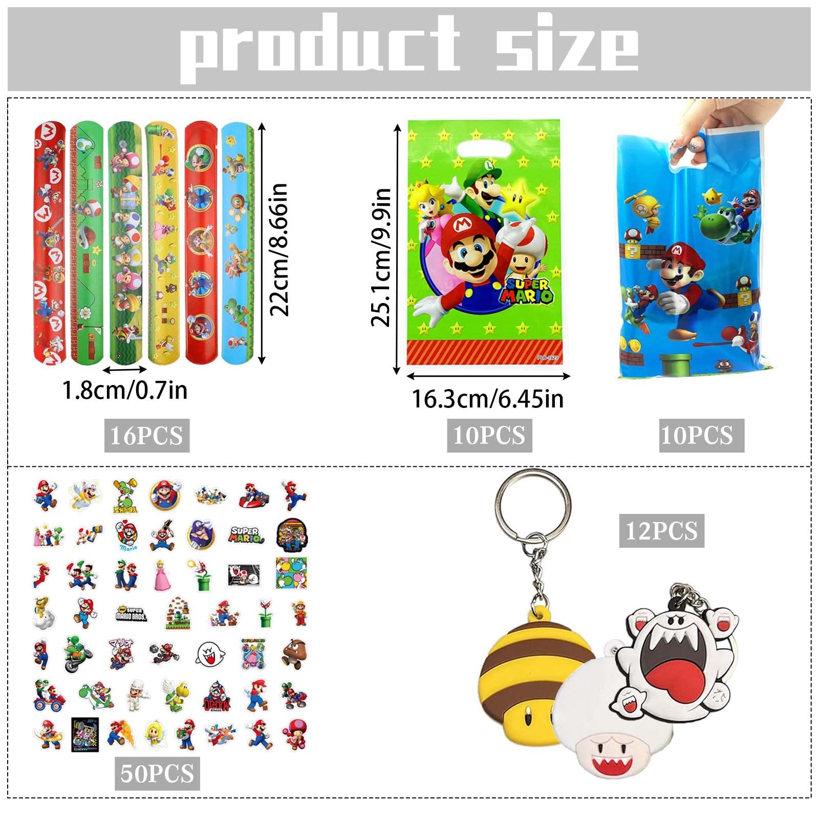 98-teiliges Mitgebsel-Set Mit Cartoon-Motiven — Schlüsselanhänger, Armbänder, Sticker & Tüten Für Kindergeburtstage