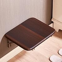 Folding Wall-Mounted Shoe Changing Stool & Shower Seat Bench - 500lb Capacity, Space-Saving Invisible Foyer Chair, Brown