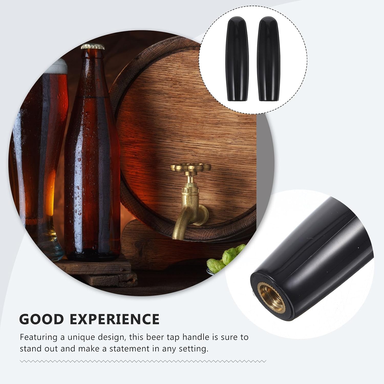 VANZACK 2pcs Beer Tap Handles Black Plastic Faucet Handles, Easy Grip Beer Tap Accessories for Home Bar and