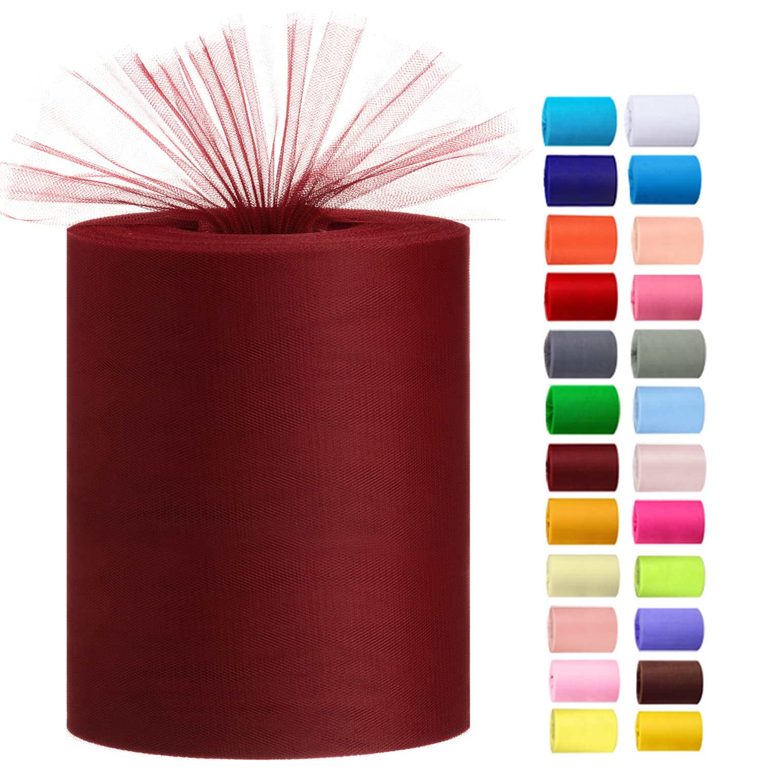 Tulle Rolls 6” by 100 Yards (300 feet) Tulle Roll Spool Fabric for DIY Tutu Skirts Wedding Baby Shower Crafts Decorations Party Supplies (White) — view 18